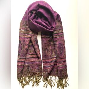 Gorgeous Pashmina Woven Shawl, Magenta/Purple 25” x 72”